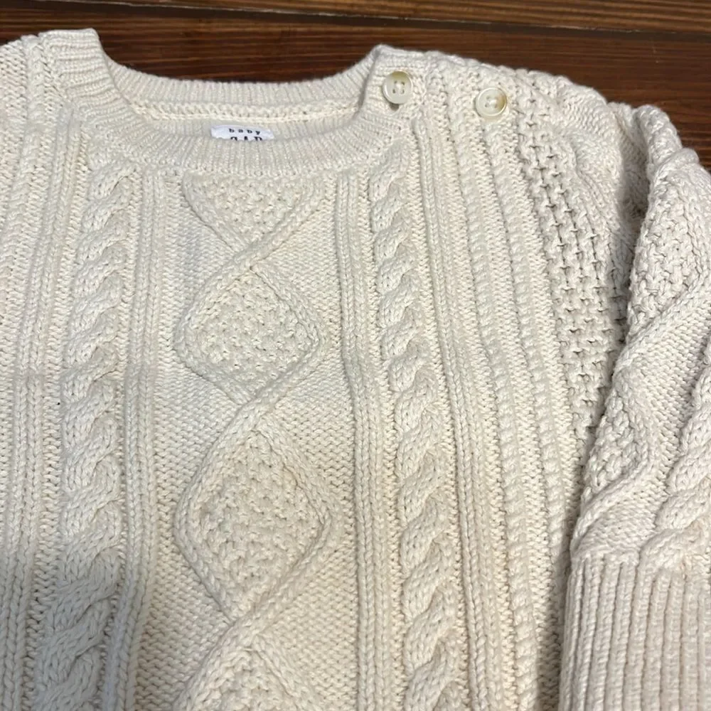 NWOT Baby Gap Cream Unisex Cable Knit Sweater 12/18 months